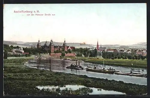 AK Aschaffenburg, Blick von der Hanauer Strasse gesehen