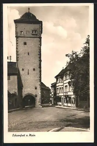 AK Ochsenfurt a. Main, Gasthof Bären neben dem Turm