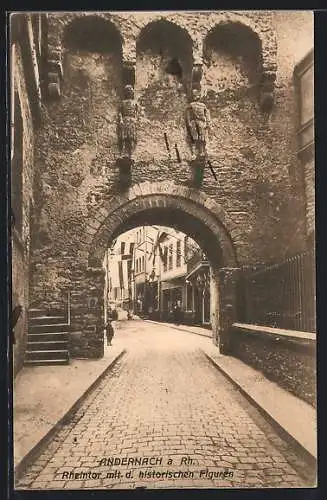 AK Andernach a. Rh., Rheintor mit d. historischen Figuren