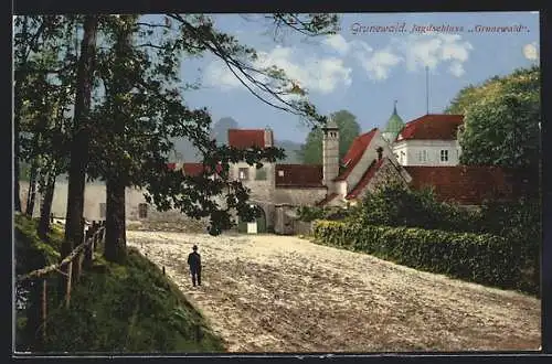 AK Berlin-Grunewald, Jagdschloss Grunewald mit Strassenpartie