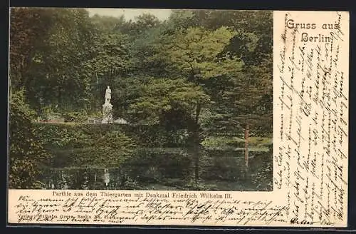 AK Berlin, Denkmal Friedrich Wilhelm III. im Tiergarten