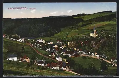 AK Rechenberg i. Erzgeb., Teilansicht mit Kirche