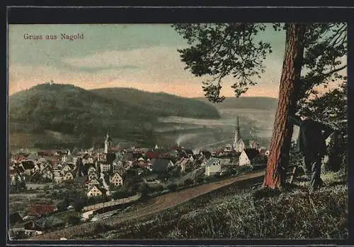 AK Nagold, Teilansicht mit Kirche