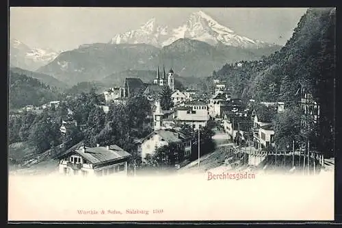 AK Berchtesgaden, Ortsansicht mit Watzmann