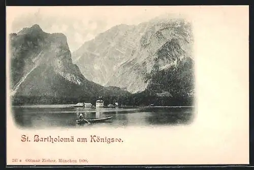 AK St. Bartholomä am Königsee, Panorama mit Kirche