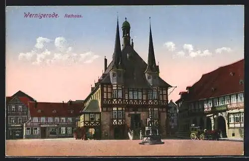 AK Wernigerode, Strassenpartie am Rathaus