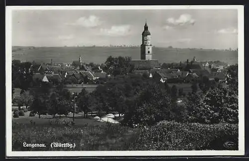 AK Langenau /Württbg., Ortsansicht mit Kirche