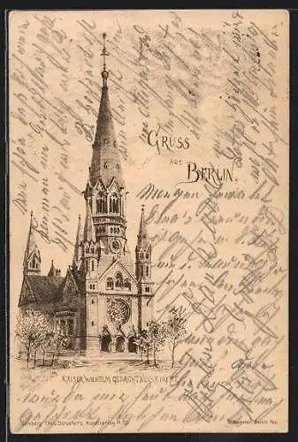 Künstler-AK Berlin-Charlottenburg, Kaiser Wilhelm Gedächtniskirche