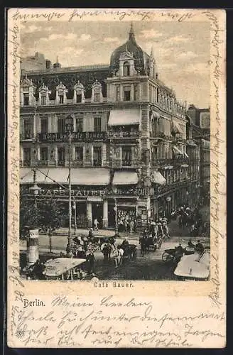AK Berlin, Café Bauer und Litfasssäule