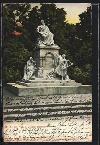 AK Berlin-Tiergarten, Am Richard Wagner Denkmal