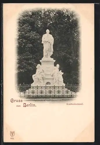 AK Berlin-Tiergarten, Ansicht vom Goethedenkmal