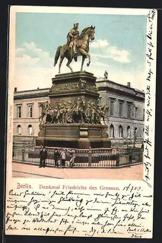 AK Berlin, Blick auf Denkmal Friedrichs des Grossen