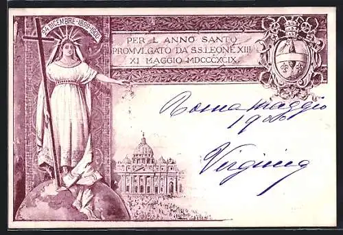 Lithographie Roma, Per l` Anno Santo Promulgato da S. S. Leone MDCCCXCIX, Kirche, Wappen