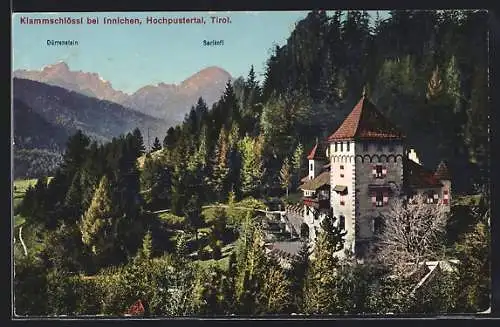 AK Innichen /Hochpustertal, Klammschlössl mit Dürrenstein und Sarlkofl