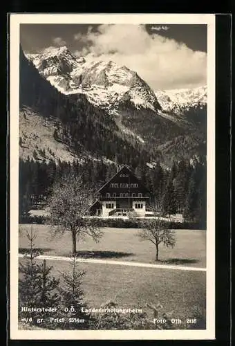AK Hinterstoder /O.-Ö., Landeserholungsheim vor Bergpanorama