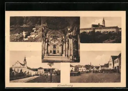 AK Altenburg, Strassenpartie mit Kloster, Innenansicht der Kirche