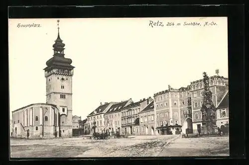 AK Retz, Hauptplatz mit Denkmal