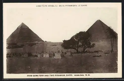 AK Cairo, Arab Cemetery and Two Pyramids