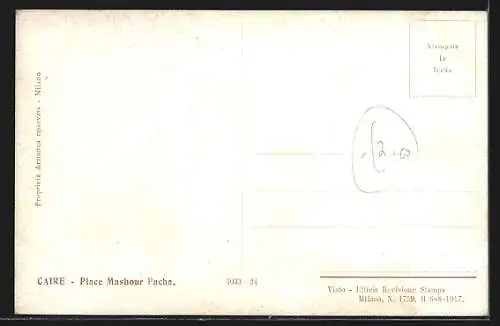 Künstler-AK Caire, Place Mashour Pacha