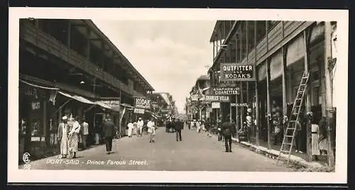AK Port Said, Prince Farouk Street, Strassenleben mit Händlern