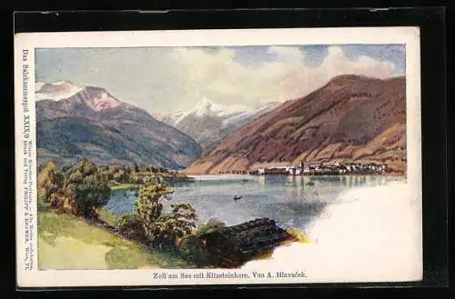 Künstler-AK Anton Hlavacek: Zell am See mit Kitzsteinhorn