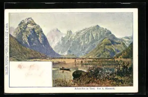 Künstler-AK Anton Hlavacek: Achen-See, Partie am See in Tirol