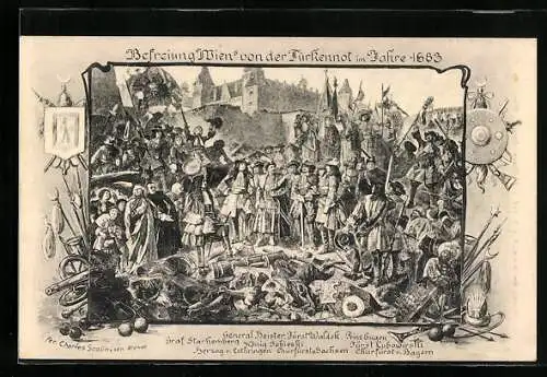 Künstler-AK Charles Scolik: Befreiung Wiens im Jahr 1683