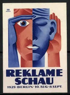 Künstler-Reklamemarke Lucian & Rosen Bernhard, Berlin, Reklame Schau 1929, Illustration von Höhren & Sehen