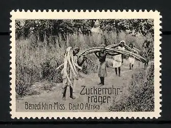 Reklamemarke Deutsch-Ost-Afrika, Zuckerrohrträger, Benediktiner Mission