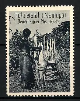 Reklamemarke Deutsch-Ost-Afrika, Namupa, Hühnerstall, Benediktiner Mission