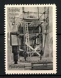 Reklamemarke Deutsch-Ost-Afrika, Kurasini, Kirchenrestauration, Benediktiner Mission