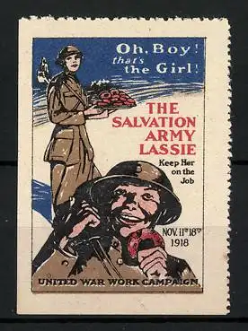 Reklamemarke United War Work Campaign, The Salvation Army Lassie, Soldaten