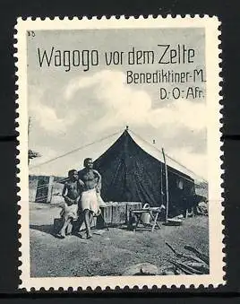 Reklamemarke Deutsch-Ost-Afrika, Wagogo vor dem Zelte, Benediktiner Mission