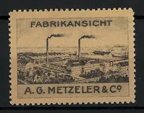 Reklamemarke A. G. Metzeler & Co., Fabrikansicht