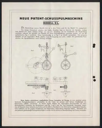 Werbeprospekt M. Gladbach, W. Schlafhorst & Co., Maschinen-Fabrik, Die neue Patent-Schusspulmaschine