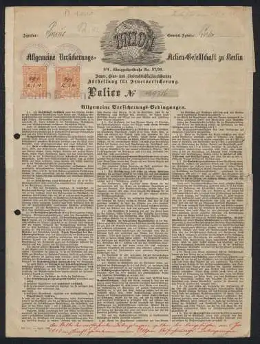 Rechnung Berlin 1910, Allgemeine Versicherungs- und Actien-Gesellschaft Union, Königgrätzerstrasse 97 /99, Firmenlogo