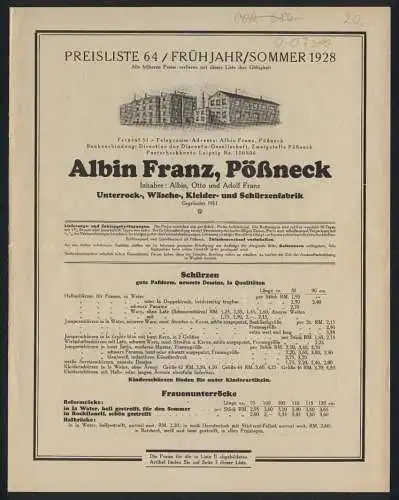 Werbeprospekt Pössneck, Albin Franz, Kleider-Fabrikation, Die Geschäftsstelle