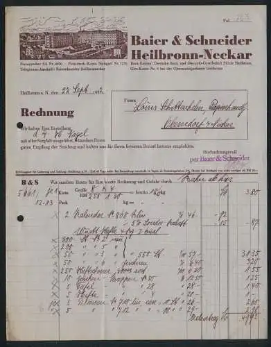 Rechnung Heilbronn a. N. 1932, Firma Baier & Schneider, Blick auf das Betriebsgelände