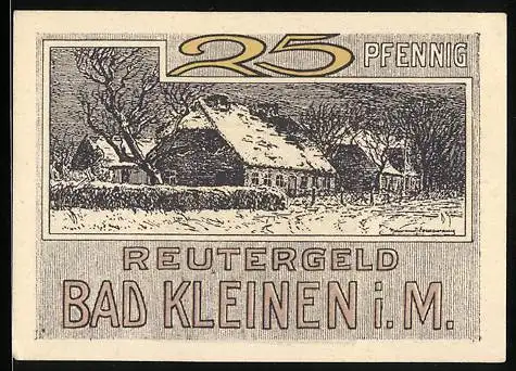 Notgeld Bad Kleinen i. M., 25 Pfennig, Ortspartie im Winter