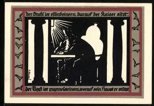 Notgeld Rossla am Kyffhäuser 1921, 25 Pfennig, Der Kaiser am marmornen Tisch