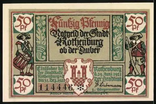 Notgeld Rothenburg ob der Tauber 1921, 50 Pfennig, Der Kellermeister