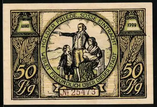 Notgeld Rudolstadt, 50 Pfennig, Ecke Schillerstrasse