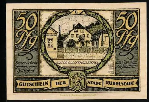 Notgeld Rudolstadt, 50 Pfennig, Historische Glockengiesserei