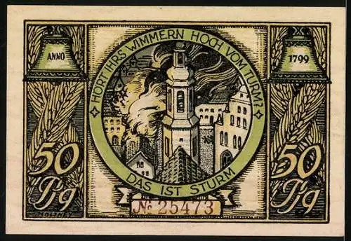 Notgeld Rudolstadt, 50 Pfennig, Historische Glockengiesserei