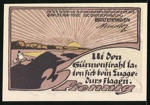 Notgeld Boltenhagen 1922, 25 Pfennig, Ortspartie