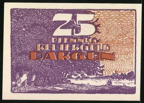 Notgeld Dargun 1921, 25 Pfennig, Ortspartie und Fuchs