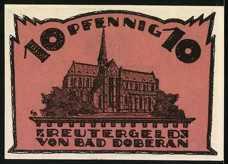 Notgeld Bad Doberan 1921, 10 Pfennig, Kirche