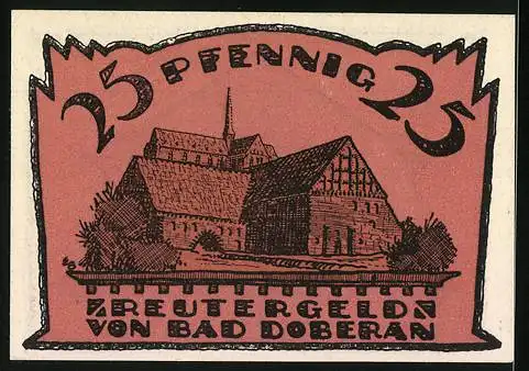 Notgeld Bad Doberan 1921, 25 Pfennig, Kirche