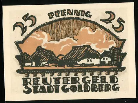 Notgeld Goldberg 1922, 25 Pfennig, Ortspartie, Wappen