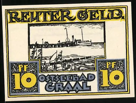 Notgeld Graal /Ostsee 1922, 10 Pfennig, Hafen